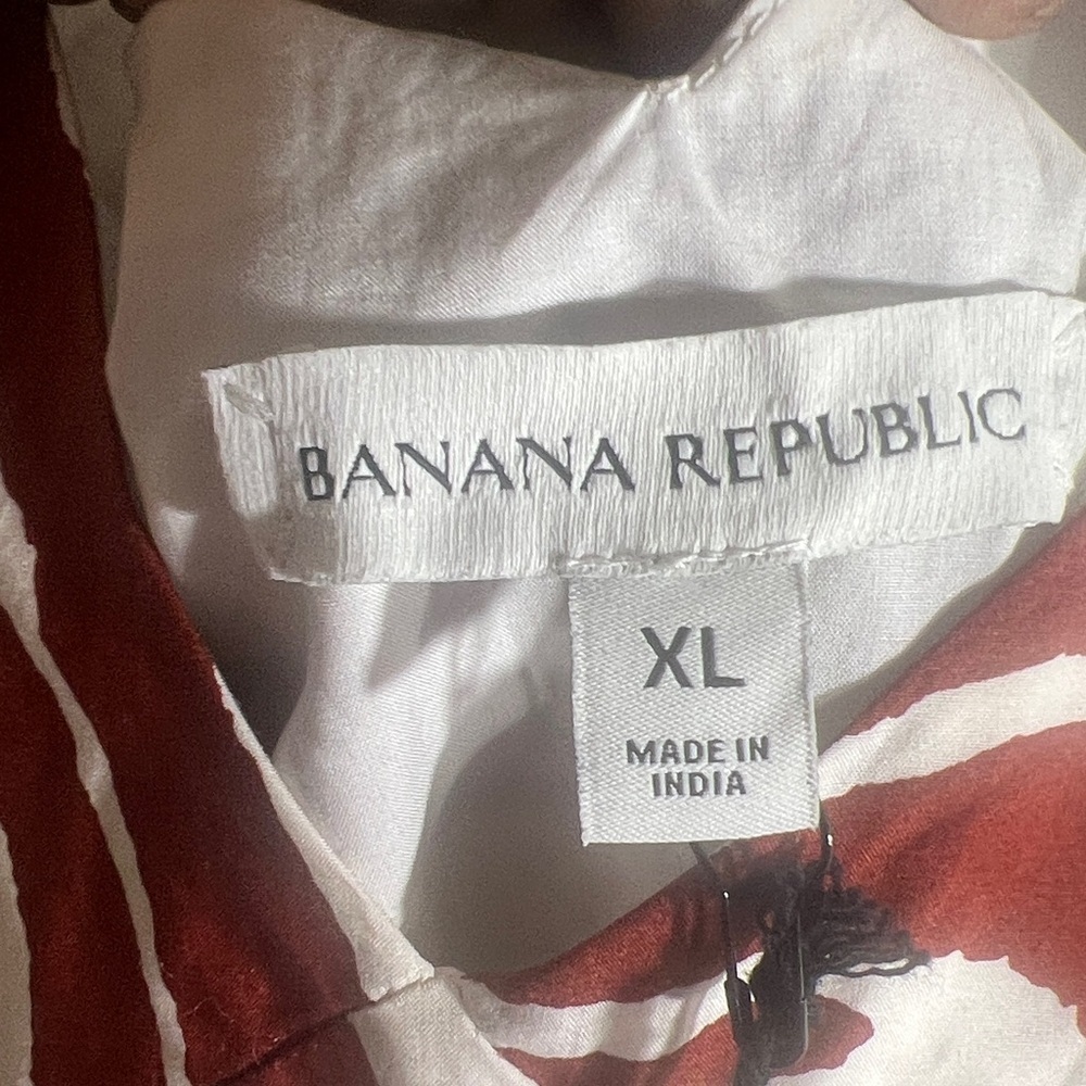 Banana Republic Cotton Poplin Tiered Midi Sz XL Dress Brown Zebra Print summer - Picture 10 of 13